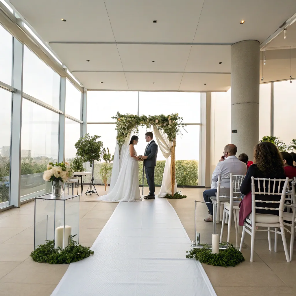 Modern wedding ceremony with minimalistic setup